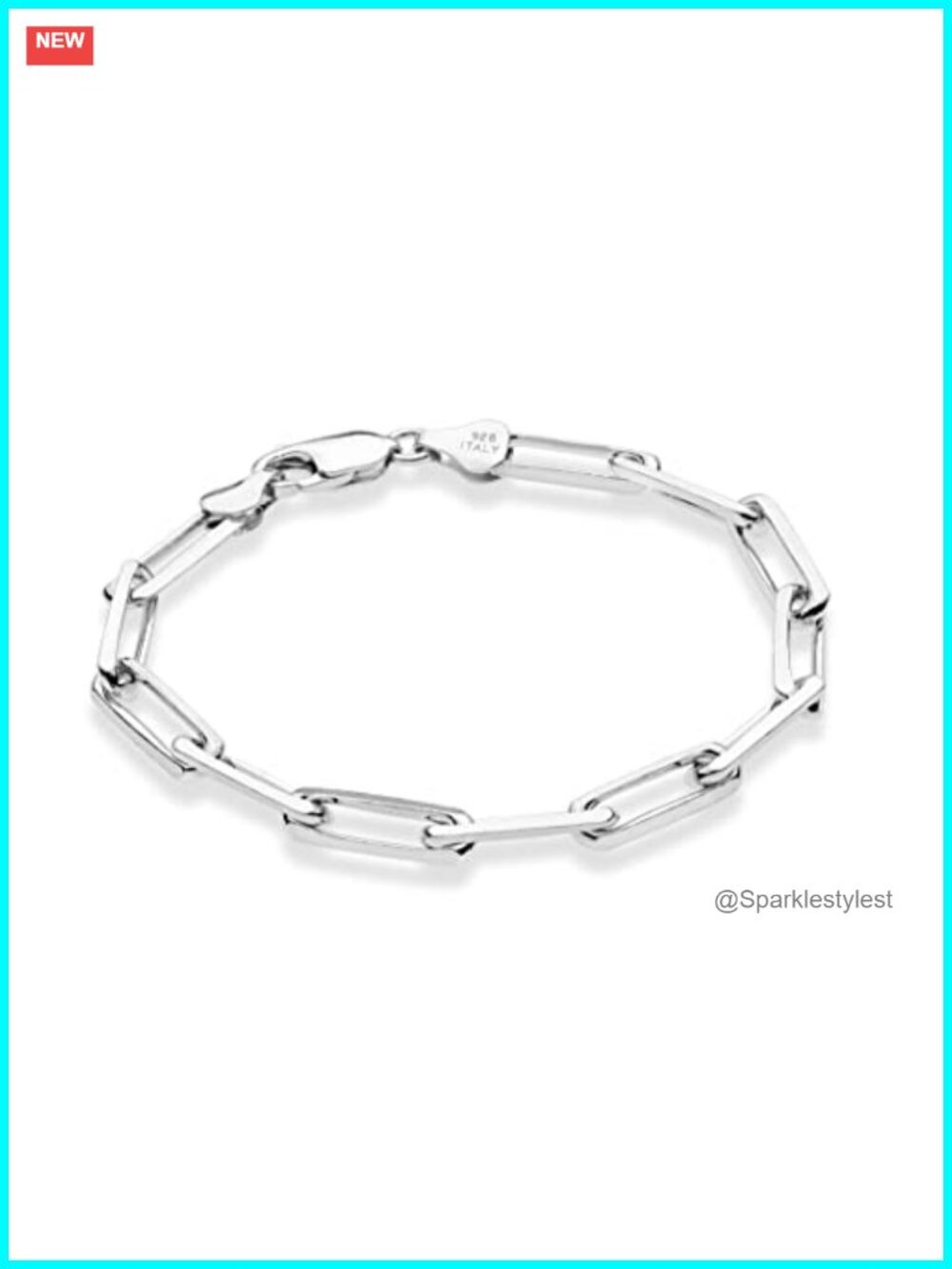 Italian 925 Sterling Silver 5mm Paperclip Chain Bracelet for Women Men